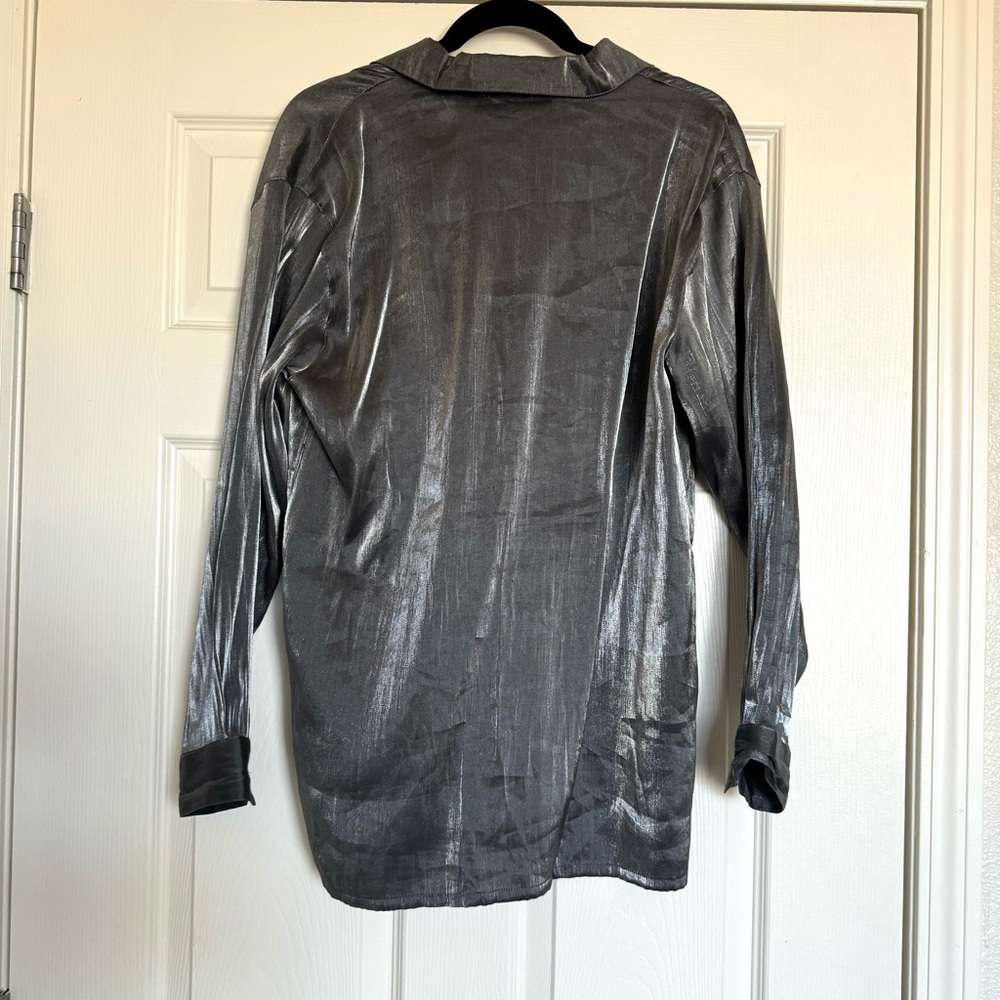 Metallic Silver Button-Down - image 2